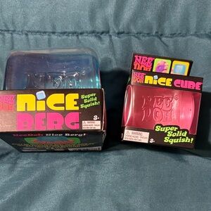 Nee Doh Nice Berg & Nice Cube Squish Toys - Blue Ice Berg & Pink Ice Cube